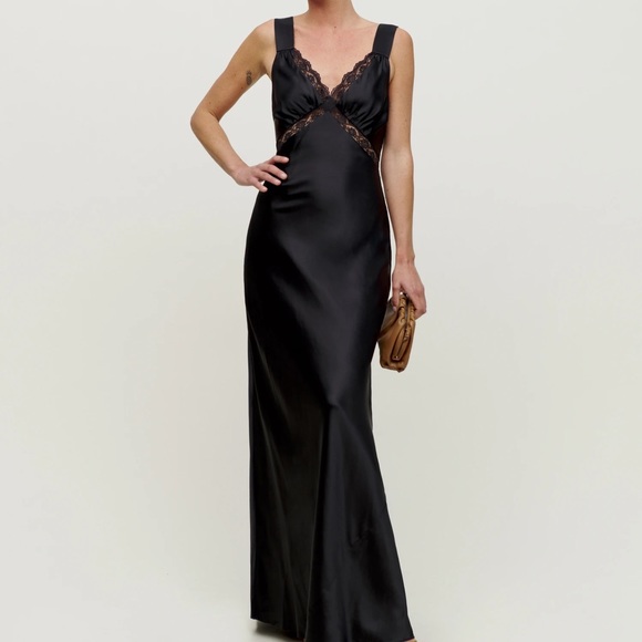 Reformation Chania Silk Dress - Black M - Picture 5 of 9